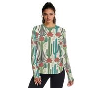 Camisas de protección solar para mujer con protección UV UPF 50+, Cactus verde suculenta, XL