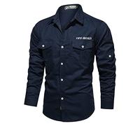 Camisas de safari para hombre, de algodón, de manga larga, para senderismo, al aire libre, ajuste regular, con botones, militares, tácticas, con dos bolsillos en el pecho, ligera, para caminar,