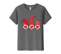 Camisas de San Valentín Estampado GNOME para mujer, cuello redondo y manga corta Camisa de moda para mujer 2024, gris oscuro, S