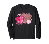 Camisas de San Valentín para niñas, corazones, amor, leopardo, cuadros, corazón Manga Larga