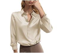 Camisas de satén para mujer del Reino Unido, elegantes de manga larga con cuello de seda, blusas de oficina, casuales, ajustadas, con botones, para damas, blusas de trabajo 2025, liquidación, mis