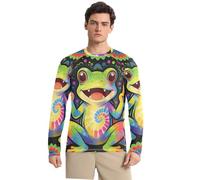 Camisas de sol UPF 50+ para hombre, elásticas, holgadas, para hombre, protección UV, manga larga, para exteriores, Rana de teñido anudado, signo de la paz, hippie, Medium