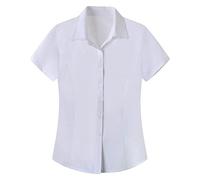Camisas de trabajo para mujer, formal, elegante, casual, negocios, oficina, camisas de vestir Oxford, camisas de verano de manga corta, cuello invertido, botones, fácil cuidado, no necesita planchado,