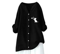 Camisas de verano de gasa para mujer, color liso, con botones, de lino, asimétricas, para primavera, ajuste holgado, túnica fluida, manga 3/4, casual, vestido de moda, cuello en V, manga larga