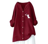 Camisas de verano de gasa para mujer, color liso, con botones, de lino, asimétricas, para primavera, ajuste holgado, túnica fluida, manga 3/4, casual, vestido de moda, cuello en V, manga larga