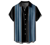 Camisas de verano para hombre 2026 con estampado casual hawaiano para vacaciones junto al mar y verano, azul, 3XL