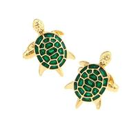 Camisas de vestir con gemelos, gemelos, traje de tortuga, accesorios de esmoquin para hombre, joyería dorada y verde con caja, 2.5 x 1.6 cm, Cobre, No es una piedra preciosa