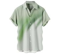 Camisas de vestir estampadas elegantes para hombre 2026, ajuste clásico, manga larga, casual, con botones, para uso diario en verano, verde menta, L