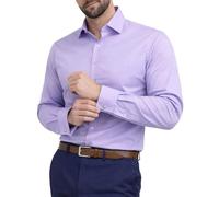 Camisas de vestir lisas para hombre, manga larga, doble puño francés con gemelos incluidos, ajuste regular, 14 colores, camisa de trabajo de boda de Janeo British Apparel., Lavanda vibrante, 17.5