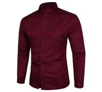 Camisas de vestir para hombre, de manga larga, ajuste regular, color negro, camisas de vestir para hombre, camisa formal informal con botones, camisas de trabajo, color liso, tops casuales de manga