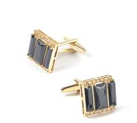Camisas de vestir para hombre, gemelos negros para novio, circonita cúbica, rectángulo dorado con circonita cúbica, 17 x 16,5 cm, para marido, papá, día de San Valentín, 17x16.5CM, Chapado en oro,