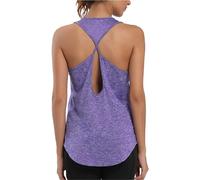 Camisas de Yoga for Mujer, Top Corto Deportivo, Camisetas Entrenamiento sin Mangas con Espalda Descubierta for Gimnasio, Chaleco atlético for Fitness, Ropa Activa para Yoga, Running(Purple,M)