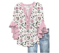 Camisas Elegantes y holgadas para Mujer para Uso Diario, para Primavera, Verano y otoño. Combinan sin Esfuerzo con Jeans para un con Estampado Floral