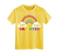 Camisas escolares de 100 días para niños y niñas en mis 100 días camiseta con texto "Happy 100th Day of School", amarillo, 6-7 años