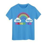 Camisas escolares de 100 días para niños y niñas en mis 100 días camiseta con texto "Happy 100th Day of School", azul, 4-5 años