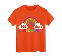 Camisas escolares de 100 días para niños y niñas en mis 100 días camiseta con texto "Happy 100th Day of School", naranja, 3-4 años