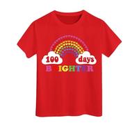 Camisas escolares de 100 días para niños y niñas en mis 100 días camiseta con texto "Happy 100th Day of School", rojo, 6-7 años