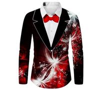 Camisas estampadas elegantes para hombre, para la celebración del día de San Valentín y citas, a la moda, suave, cómoda, con botones, manga larga, para verano, rosso, M