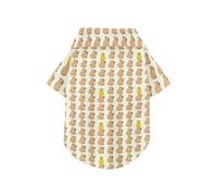 Camisas estilo kawaii Capibaras Limón Fruta Beige Patrón Verano Perro Camisetas Polo Cuello Cuello Camisetas Botones Transpirable Fresco Camisetas de Verano para Mascotas Ropa de Cachorro Perfecto