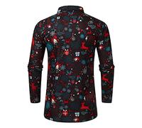 Camisas FEA Camisa Hombre Navidad - de Invierno Long Christmas Sleeve Casual Imprimió Las Camisetas Top Autlumn Men de Fashion Men (Black M)