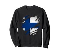 Camisas finlandesas orgullosas | Bandera de Finlandia Rasgada Sudadera