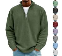 Camisas for Hombre, Pacificozy, Camiseta Informal Sencilla de Manga Larga con Cuello Alto y Cremallera, Moda de otoño for Hombre(Dark Green,L)