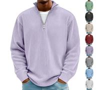 Camisas for Hombre, Pacificozy, Camiseta Informal Sencilla de Manga Larga con Cuello Alto y Cremallera, Moda de otoño for Hombre(Purple,5XL)