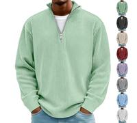 Camisas for Hombre, Pacificozy, Camiseta Informal Sencilla de Manga Larga con Cuello Alto y Cremallera, Moda de otoño for Hombre(Green,4XL)