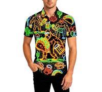 Camisas Hawaiana para Hombre, Camisa De Playa Hombre,Camisa Informal De Manga Corta Estilo Tropical con Cuello CláSico Y Cierre De Botones para El Verano
