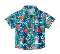 Camisas hawaianas casuales de manga corta con botones para niñas y niños, a la moda, lindo, vestido Luau Aloha, con solapa, para vacaciones, colorido, floral, turista, disfraz de dibujos animados