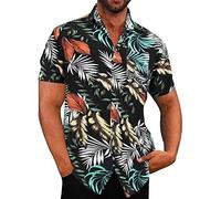 Camisas hawaianas de crucero para hombre, diseño gráfico de playa, con botones, manga corta, tropical, hawaiana, palmera, estampado tropical, caribeño, casual, México, verano, floral, divertida camisa