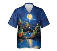 Camisas Hawaianas de Manga Corta con Estampado de Rana Divertida Impresas en 3D Ropa Urbana Tropical para Hombres/Mujeres Blusas/Tops Unisex de Moda Casual con Cuello y Botones