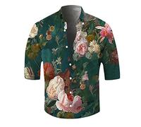 Camisas hawaianas de playa para hombre, con botones, manga corta, divertida, tropical, floral, palmera hawaiana, verano, México, gráfico, crucero, fiesta, solapa, casual, 80, golf occidental, verde