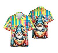 Camisas Hawaianas gráficas de Conejito de Pascua para Hombres/Mujeres Verano Casual Vacaciones Blusa de Calle con Solapa Impresa en 3D