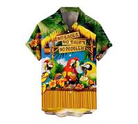 Camisas hawaianas para hombre, camisa de manga corta con botones, estampado floral, tropical, para verano, playa, campamento, cuello camp, verano, Ejercito Verde, XXL