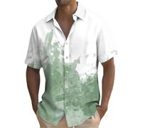 Camisas hawaianas para hombre con estampado de salpicaduras tropicales, camisetas de verano con bloques de color, camisetas de manga corta con botones, Camisas hawaianas de manga corta para hombre