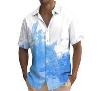 Camisas hawaianas para hombre con estampado de salpicaduras tropicales, camisetas de verano con bloques de color, camisetas de manga corta con botones, Camisas hawaianas de manga corta para hombre