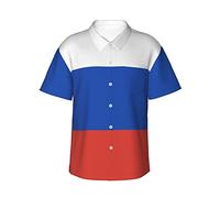 Camisas Hawaianas para Hombres Bandera Rusa Tops Vacaciones Manga Corta