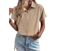 Camisas Hawaianas para Mujer de Manga Corta con Botones Suaves y Frescas Estampado de Lunares Blusa Casual