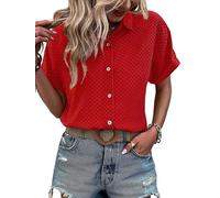 Camisas Hawaianas para Mujer de Manga Corta con Botones Suaves y Frescas Estampado de Lunares Blusa Casual