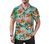 Camisas Hawaianas Personalizadas para Hombre - Camisa Hawaiana Hombre Funky Manga Corta - Camisas Hawaianas con Cara de Foto Personalizada para Hombres - Camisa Informal de Hawaii