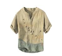 Camisas Henley de Hombre con Estampado 3D de Rana Manga Corta Casual Camiseta con Botones Clásica Básica Ligera y Estilosa Sudadera de Tirar