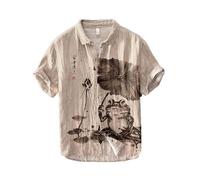 Camisas Henley de Hombre con Estampado 3D de Rana Manga Corta Casual Camiseta con Botones Clásica Básica Ligera y Estilosa Sudadera de Tirar