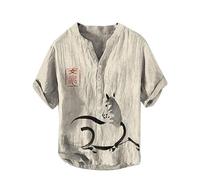 Camisas Henley de Hombre con Estampado 3D de Rana Manga Corta Casual Camiseta con Botones Clásica Básica Ligera y Estilosa Sudadera de Tirar