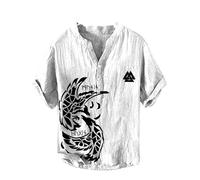 Camisas Henley de Hombre con Estampado 3D de Rana Manga Corta Casual Camiseta con Botones Clásica Básica Ligera y Estilosa Sudadera de Tirar