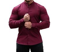 Camisas Henley de manga larga para hombre, ajuste muscular, camisas de trabajo de manga larga ajustadas, camisa deportiva ligera sin cuello, cuello inteligente para abuelo, camiseta de ejercicio con