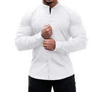Camisas Henley de manga larga para hombre, ajuste muscular, camisas de trabajo de manga larga ajustadas, camisa deportiva ligera sin cuello, cuello inteligente para abuelo, camiseta de ejercicio con