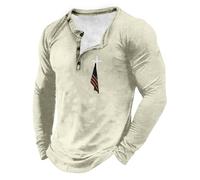 Camisas Henley para hombre, camisa degradada, de manga larga, con botones, casual, blusas de otoño, ropa de entrenamiento, Z11-beige, S
