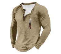 Camisas Henley para hombre, camisa degradada, de manga larga, con botones, casual, blusas de otoño, ropa de entrenamiento, Z11-caqui, 5XL