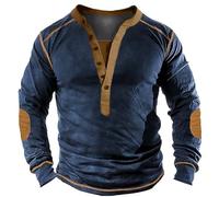 Camisas Henley para hombre, estilo vintage, de manga larga, con botones, patriótica, con bandera estadounidense, blusas casuales, Z01-azul, 3XL